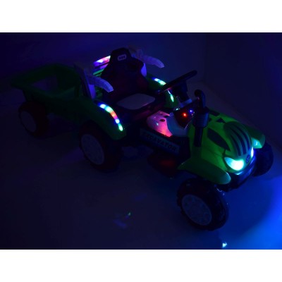 TRAKTOR NA AKUMULATOR Z PRZYCZEPĄ, MIĘKKIE SIEDZENIE,/698-RC