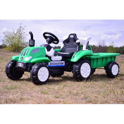 TRAKTOR NA AKUMULATOR Z PRZYCZEPĄ, MIĘKKIE SIEDZENIE,/698-RC
