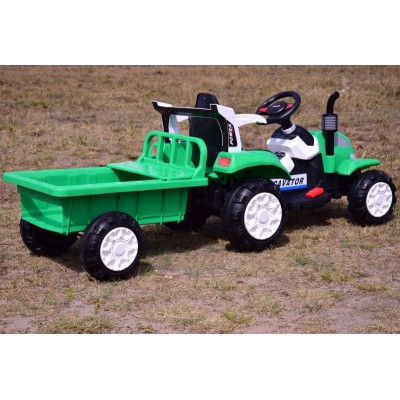 TRAKTOR NA AKUMULATOR Z PRZYCZEPĄ, MIĘKKIE SIEDZENIE,/698-RC