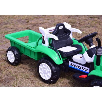 TRAKTOR NA AKUMULATOR Z PRZYCZEPĄ, MIĘKKIE SIEDZENIE,/698-RC