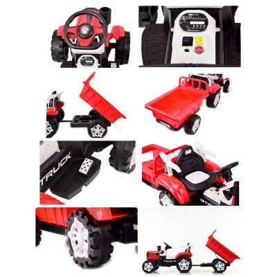 TRAKTOR NA AKUMULATOR Z PRZYCZEPĄ, MIĘKKIE SIEDZENIE, PILOT/HSD6601-RC