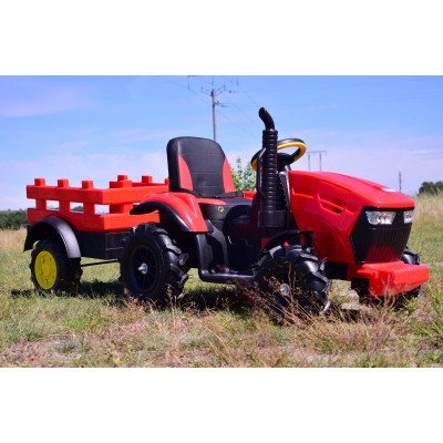 MEGA TRAKTOR Z PRZYCZEPĄ, KOŁA POMPOWANE, MIĘKKIE SIEDZENIE, PILOT,NOWOCZESNY PANEL, FUNKCJA BUJANIA/TT990D