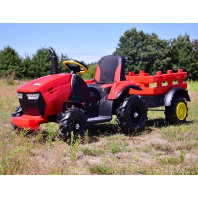 MEGA TRAKTOR Z PRZYCZEPĄ, KOŁA POMPOWANE, MIĘKKIE SIEDZENIE, PILOT,NOWOCZESNY PANEL, FUNKCJA BUJANIA/TT990D