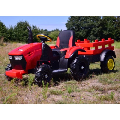 MEGA TRAKTOR Z PRZYCZEPĄ, KOŁA POMPOWANE, MIĘKKIE SIEDZENIE, PILOT,NOWOCZESNY PANEL, FUNKCJA BUJANIA/TT990D