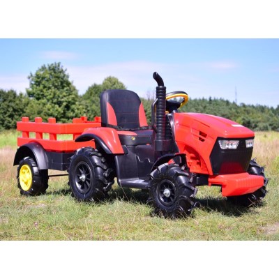 MEGA TRAKTOR Z PRZYCZEPĄ, KOŁA POMPOWANE, MIĘKKIE SIEDZENIE, PILOT,NOWOCZESNY PANEL, FUNKCJA BUJANIA/TT990D