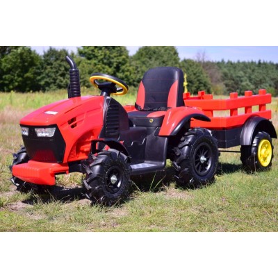 MEGA TRAKTOR Z PRZYCZEPĄ, KOŁA POMPOWANE, MIĘKKIE SIEDZENIE, PILOT,NOWOCZESNY PANEL, FUNKCJA BUJANIA/TT990D