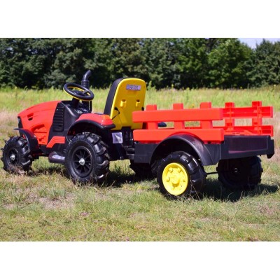 MEGA TRAKTOR Z PRZYCZEPĄ, KOŁA POMPOWANE, MIĘKKIE SIEDZENIE, PILOT,NOWOCZESNY PANEL, FUNKCJA BUJANIA/TT990D