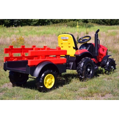MEGA TRAKTOR Z PRZYCZEPĄ, KOŁA POMPOWANE, MIĘKKIE SIEDZENIE, PILOT,NOWOCZESNY PANEL, FUNKCJA BUJANIA/TT990D