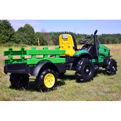 MEGA TRAKTOR Z PRZYCZEPĄ, KOŁA POMPOWANE, MIĘKKIE SIEDZENIE, PILOT, NOWOCZESNY PANEL, FUNKCJA BUJANIA/TT990D