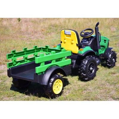 MEGA TRAKTOR Z PRZYCZEPĄ, KOŁA POMPOWANE, MIĘKKIE SIEDZENIE, PILOT, NOWOCZESNY PANEL, FUNKCJA BUJANIA/TT990D
