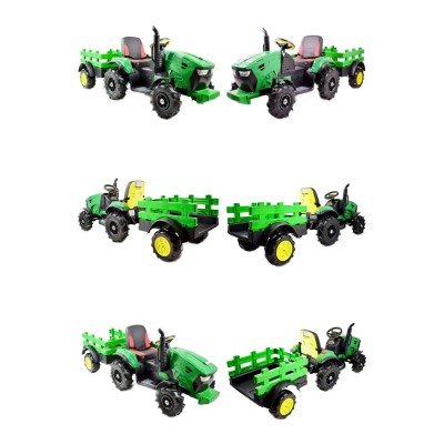 MEGA TRAKTOR Z PRZYCZEPĄ, KOŁA POMPOWANE, MIĘKKIE SIEDZENIE, PILOT, NOWOCZESNY PANEL, FUNKCJA BUJANIA/TT990D