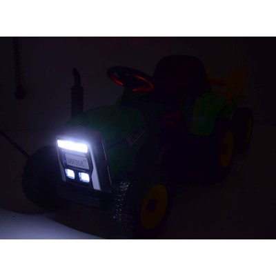 SUPER TRAKTOR BLOW - NA AKUMULATOR Z PRZYCZEPĄ, MIĘKKIE KOŁA, MIEKKIE SIEDZENIE, PILOT/XMX611