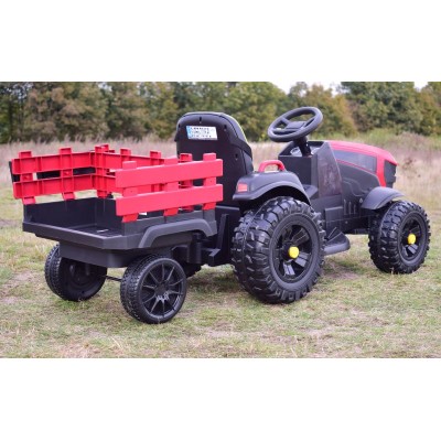 WIELKI TRAKTOR NA AKUMULATOR Z PRZYCZEPĄ, MIĘKKIE KOŁA, MIĘKKIE SIEDZENIE/BDM0925