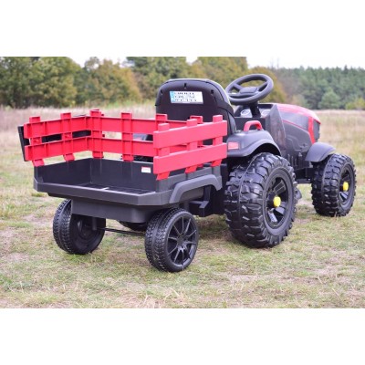 WIELKI TRAKTOR NA AKUMULATOR Z PRZYCZEPĄ, MIĘKKIE KOŁA, MIĘKKIE SIEDZENIE/BDM0925