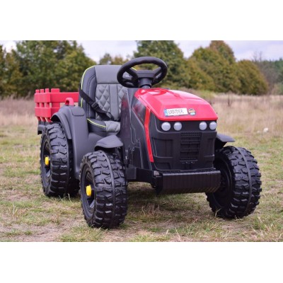 WIELKI TRAKTOR NA AKUMULATOR Z PRZYCZEPĄ, MIĘKKIE KOŁA, MIĘKKIE SIEDZENIE/BDM0925