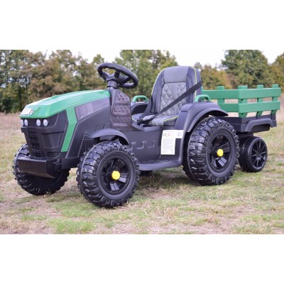 WIELKI TRAKTOR NA AKUMULATOR Z PRZYCZEPĄ, MIĘKKIE KOŁA, MIĘKKIE SIEDZENIE/BDM0925