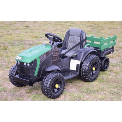 WIELKI TRAKTOR NA AKUMULATOR Z PRZYCZEPĄ, MIĘKKIE KOŁA, MIĘKKIE SIEDZENIE/BDM0925