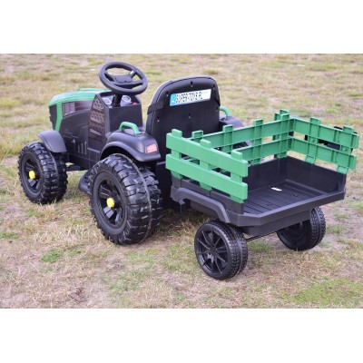 WIELKI TRAKTOR NA AKUMULATOR Z PRZYCZEPĄ, MIĘKKIE KOŁA, MIĘKKIE SIEDZENIE/BDM0925