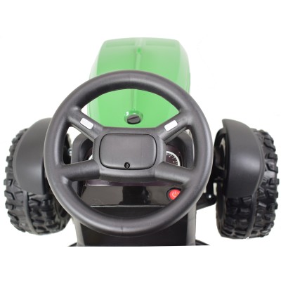WIELKI TRAKTOR NA AKUMULATOR Z PRZYCZEPĄ, MIĘKKIE KOŁA, MIĘKKIE SIEDZENIE/BDM0925