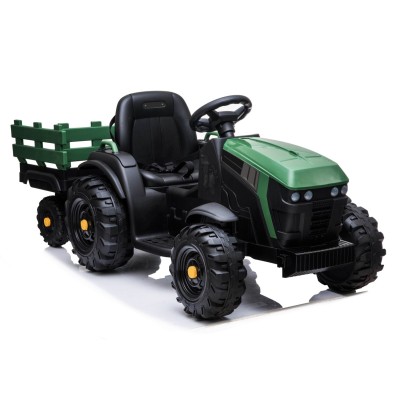 WIELKI TRAKTOR NA AKUMULATOR Z PRZYCZEPĄ, MIĘKKIE KOŁA, MIĘKKIE SIEDZENIE/BDM0925