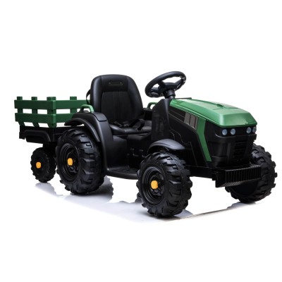 WIELKI TRAKTOR NA AKUMULATOR Z PRZYCZEPĄ, MIĘKKIE KOŁA, MIĘKKIE SIEDZENIE/BDM0925