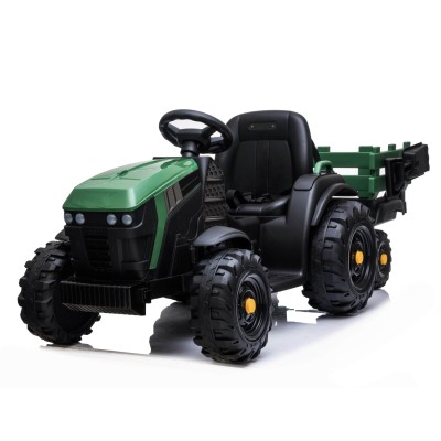 WIELKI TRAKTOR NA AKUMULATOR Z PRZYCZEPĄ, MIĘKKIE KOŁA, MIĘKKIE SIEDZENIE/BDM0925