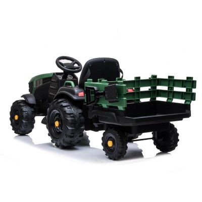 WIELKI TRAKTOR NA AKUMULATOR Z PRZYCZEPĄ, MIĘKKIE KOŁA, MIĘKKIE SIEDZENIE/BDM0925