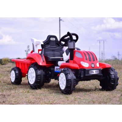 TRAKTOR NA AKUMULATOR Z PRZYCZEPĄ, MIĘKKIE SIEDZENIE,/698-RC