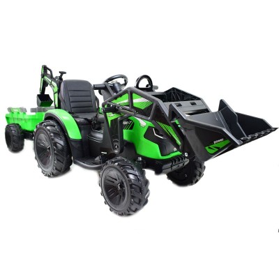 MEGA TRAKTOR Z ŁADOWARKĄ,KOPARKĄ, PRZYCZEPĄ 24 V SUPER-MOC SX-2068-ZIELONY