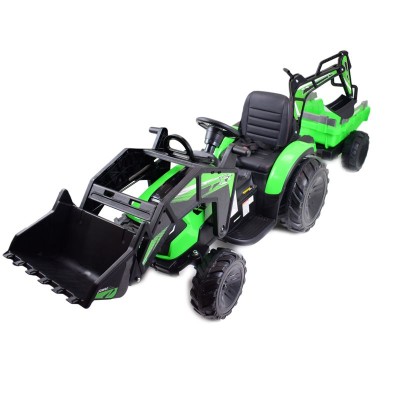 MEGA TRAKTOR Z ŁADOWARKĄ,KOPARKĄ, PRZYCZEPĄ 24 V SUPER-MOC SX-2068-ZIELONY