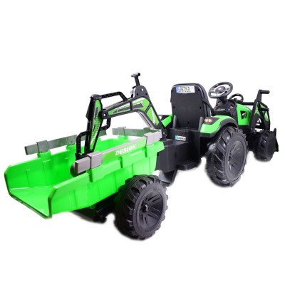MEGA TRAKTOR Z ŁADOWARKĄ,KOPARKĄ, PRZYCZEPĄ 24 V SUPER-MOC SX-2068-ZIELONY