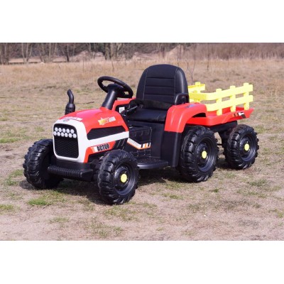SUPER TRAKTOR FAST NA AKUMULATOR Z PRZYCZEPĄ, MIĘKKIE KOŁA, MIĘKKIE SIEDZENIE, PILOT/JC005
