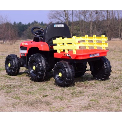SUPER TRAKTOR FAST NA AKUMULATOR Z PRZYCZEPĄ, MIĘKKIE KOŁA, MIĘKKIE SIEDZENIE, PILOT/JC005
