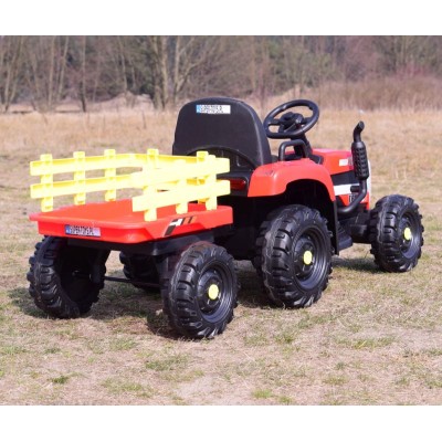 SUPER TRAKTOR FAST NA AKUMULATOR Z PRZYCZEPĄ, MIĘKKIE KOŁA, MIĘKKIE SIEDZENIE, PILOT/JC005
