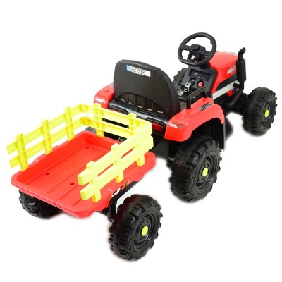 SUPER TRAKTOR FAST NA AKUMULATOR Z PRZYCZEPĄ, MIĘKKIE KOŁA, MIĘKKIE SIEDZENIE, PILOT/JC005