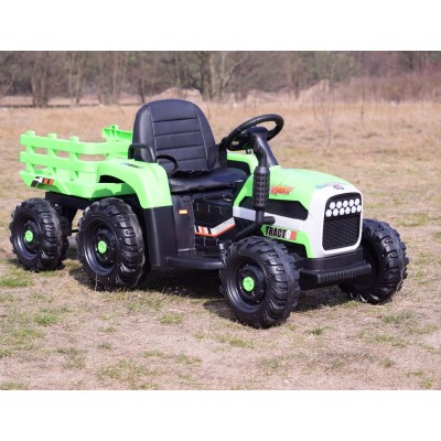 SUPER TRAKTOR FAST NA AKUMULATOR Z PRZYCZEPĄ, MIĘKKIE KOŁA, MIĘKKIE SIEDZENIE, PILOT/JC005