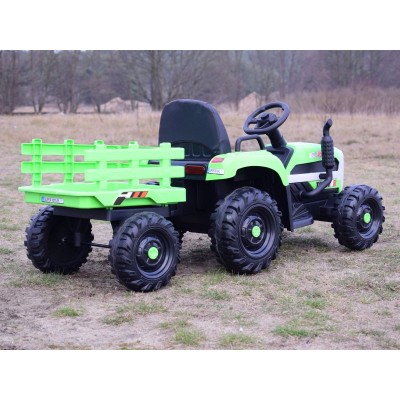 SUPER TRAKTOR FAST NA AKUMULATOR Z PRZYCZEPĄ, MIĘKKIE KOŁA, MIĘKKIE SIEDZENIE, PILOT/JC005