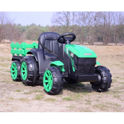 WIELKI TRAKTOR NA AKUMULATOR Z PRZYCZEPĄ "POWER 06", MIĘKKIE SIEDZENIE/WH-777