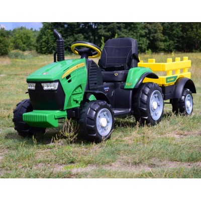 WIELKI TRAKTOR HALLO BABY Z PRZYCZEPĄ, PILOT, APLIKACJA/T990