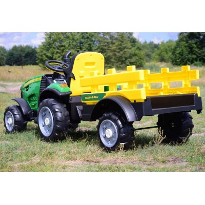 WIELKI TRAKTOR HALLO BABY Z PRZYCZEPĄ, PILOT, APLIKACJA/T990