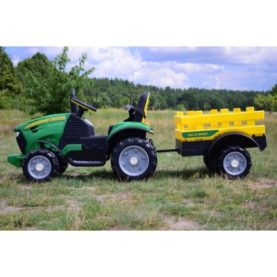 WIELKI TRAKTOR HALLO BABY Z PRZYCZEPĄ, PILOT, APLIKACJA/T990