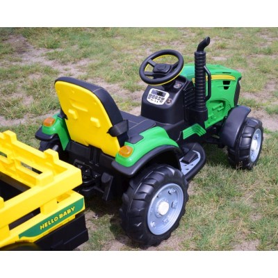 WIELKI TRAKTOR HALLO BABY Z PRZYCZEPĄ, PILOT, APLIKACJA/T990