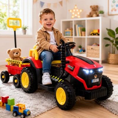 Super traktor STRONG z przyczepą z dyszlem,wózkiem/FB319T