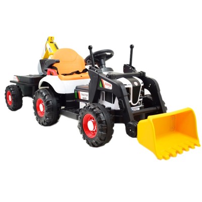 Super  DWUSTRONNY traktor na akumulator ze spychaczem, koparką i przyczepą/BEJ1588