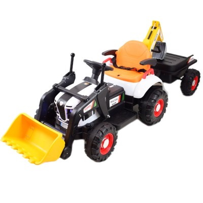Super  DWUSTRONNY traktor na akumulator ze spychaczem, koparką i przyczepą/BEJ1588