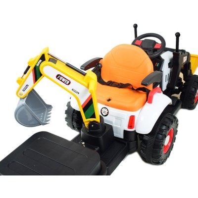 Super  DWUSTRONNY traktor na akumulator ze spychaczem, koparką i przyczepą/BEJ1588