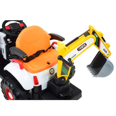 Super  DWUSTRONNY traktor na akumulator ze spychaczem, koparką i przyczepą/BEJ1588