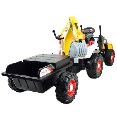 Super  DWUSTRONNY traktor na akumulator ze spychaczem, koparką i przyczepą/BEJ1588