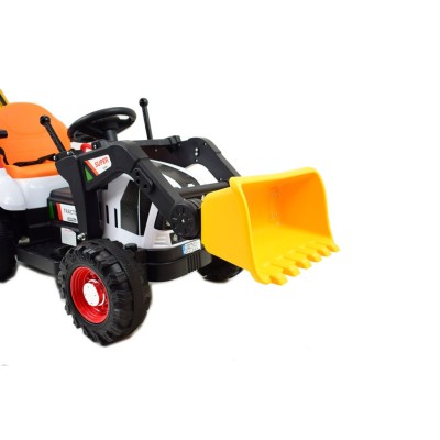 Super  DWUSTRONNY traktor na akumulator ze spychaczem, koparką i przyczepą/BEJ1588