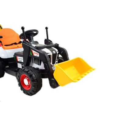 Super  DWUSTRONNY traktor na akumulator ze spychaczem, koparką i przyczepą/BEJ1588